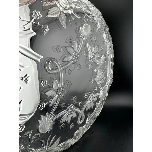 Clear Pressed Glass Floral Footed Serving Plate - Picture 8 of 8